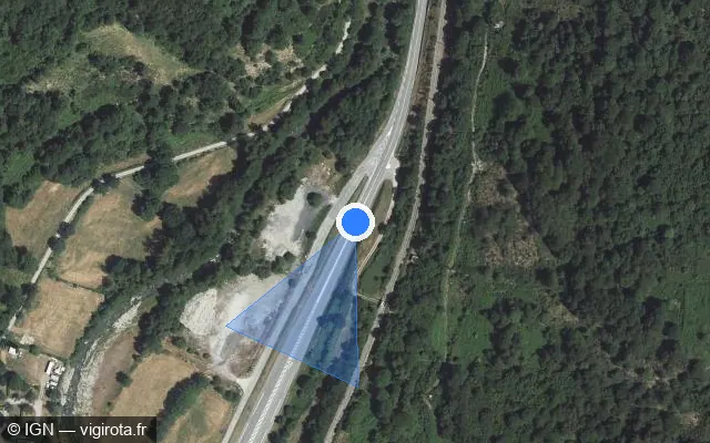 Vue satellite de l'emplacement du radar tourelle à Mérens-les-Vals sur N 20 / E 09