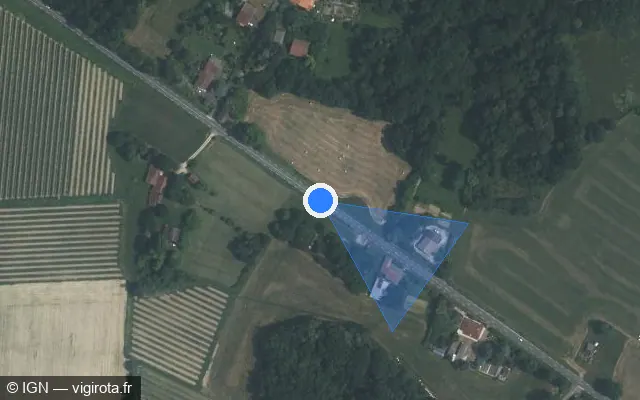 Vue satellite de l'emplacement du radar tourelle à Réans sur Route Nationale / D 824