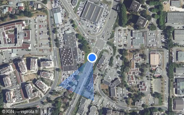 Vue satellite de l'emplacement du radar tourelle à Annecy sur Avenue d'Aix les Bains / D 1201