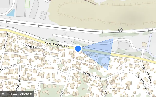 Vue plan de l'emplacement du radar tourelle à La Penne-sur-Huveaune sur Boulevard de la Barasse / D 8n