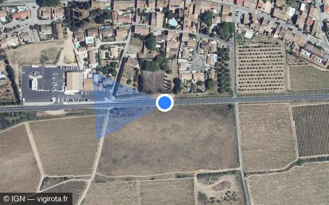 Vue satellite de l'emplacement du radar tourelle à Homps sur D 610