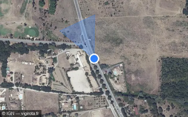 Vue satellite de l'emplacement du radar tourelle à Roquebrune-sur-Argens sur D 7