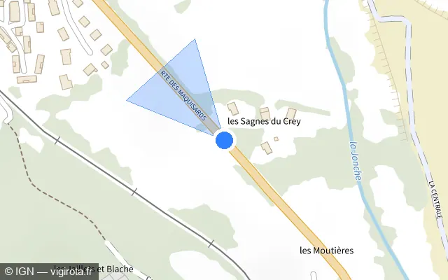 Vue plan de l'emplacement du radar tourelle à Susville sur Route des Maquisards / D 529