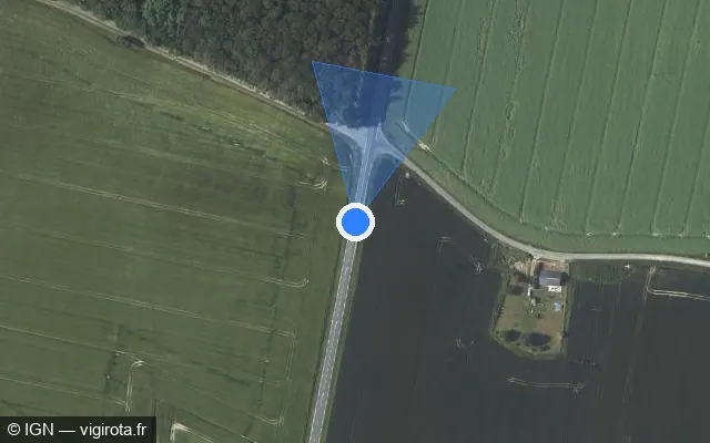 Vue satellite de l'emplacement du radar fixe à Vieuvicq sur Route de Chartres / D 921