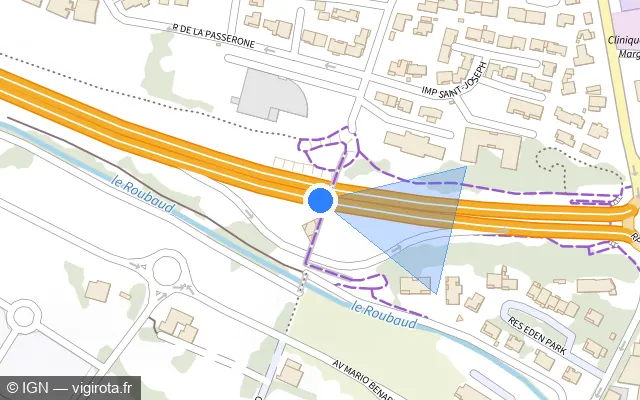 Vue plan de l'emplacement du radar fixe à Carqueiranne sur A 570 / N 98