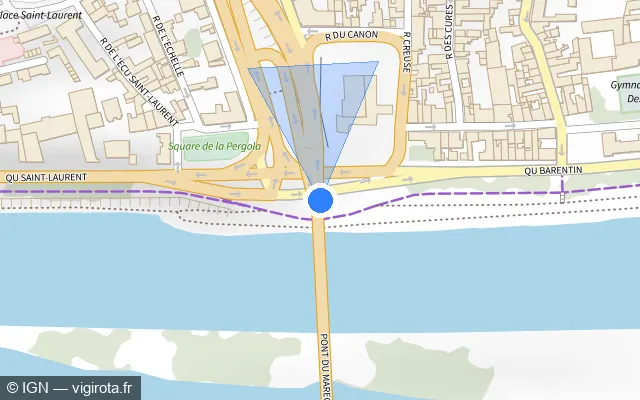 Vue plan de l'emplacement du radar fixe à Saint-Jean-de-la-Ruelle sur Pont du Maréchal Joffre