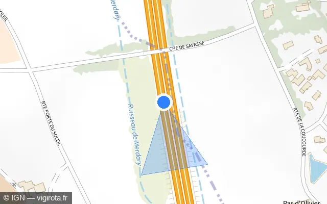 Vue plan de l'emplacement du radar fixe à Saint-Marcel-lès-Sauzet sur A 7 / E 15 / Autoroute du Soleil