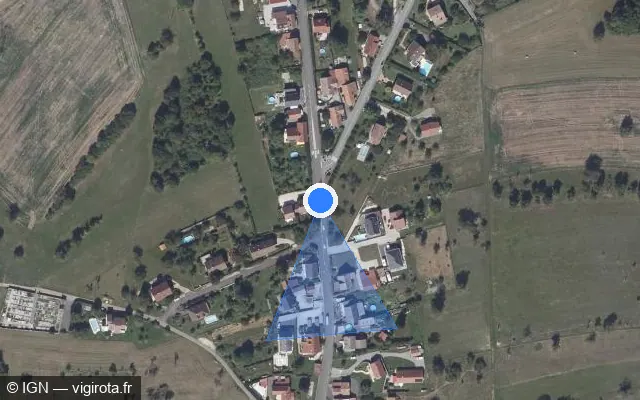 Vue satellite de l'emplacement du radar urbain à Bondeval sur Grande Rue / D 35