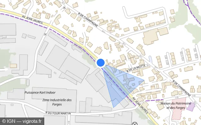 Vue plan de l'emplacement du radar urbain à Arbouans sur Avenue Jean Jaurès / D 34