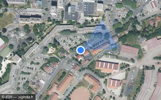 Vue satellite de l'emplacement du radar urbain à Pérouse sur Avenue d'Altkirch / D 419