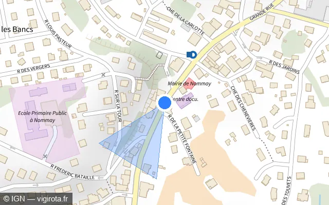 Vue plan de l'emplacement du radar urbain à Nommay sur Grande Rue / D 437