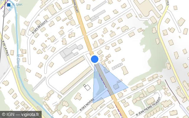 Vue plan de l'emplacement du radar urbain à Audincourt sur Rue d'Audincourt / D 34
