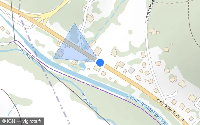 Vue plan de l'emplacement du radar urbain à Essert sur Rue du Général de Gaulle / D 19