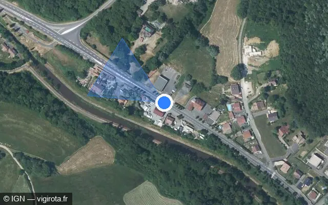 Vue satellite de l'emplacement du radar urbain à Essert sur Rue du Général de Gaulle / D 19