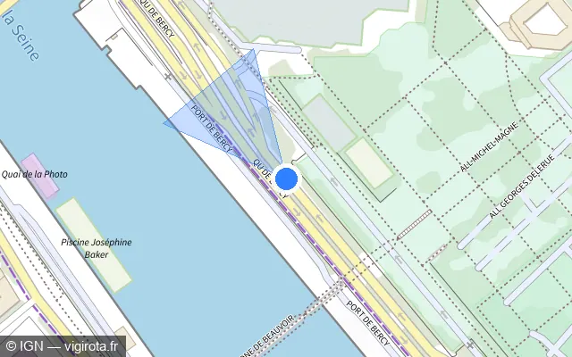 Vue plan de l'emplacement du radar fixe à Charenton-le-Pont sur Quai de Bercy