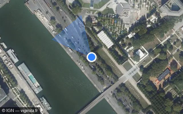 Vue satellite de l'emplacement du radar fixe à Charenton-le-Pont sur Quai de Bercy