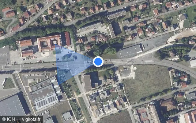 Vue satellite de l'emplacement du radar urbain à Sochaux sur Rue d'Épinal / D 613