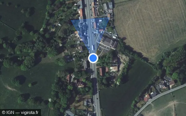 Vue satellite de l'emplacement du radar urbain à Mairieux sur Route de Mons / N 2