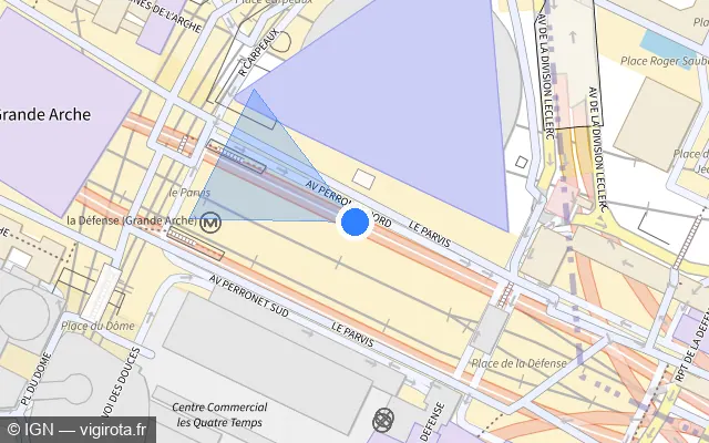 Vue plan de l'emplacement du radar fixe à Puteaux sur N 1014 / Tunnel de la Défense