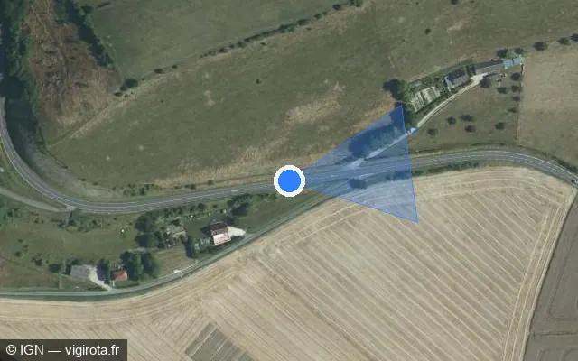 Vue satellite de l'emplacement du radar fixe à Neufchâtel-en-Bray sur Route de Londinieres / D 1314