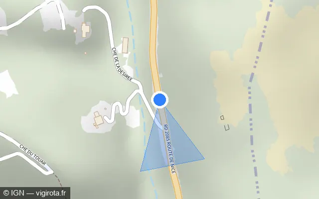 Vue plan de l'emplacement du radar fixe à Roquefort-les-Pins sur Route de Grasse / D 2085
