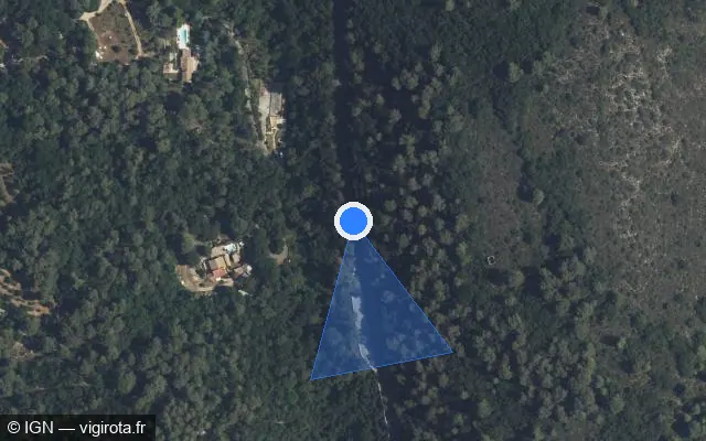 Vue satellite de l'emplacement du radar fixe à Roquefort-les-Pins sur Route de Grasse / D 2085