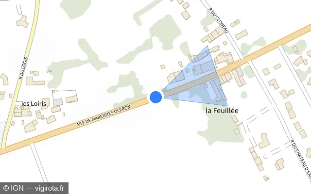 Vue plan de l'emplacement du radar fixe à La Clisse sur Route de Marennes Oléron / D 728
