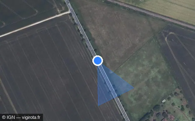 Vue satellite de l'emplacement du radar fixe à Avanton sur D 347
