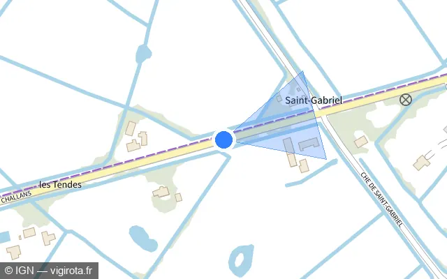 Vue plan de l'emplacement du radar fixe à Le Perrier sur Route de Challans / D 753