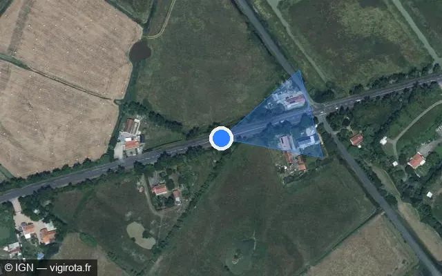 Vue satellite de l'emplacement du radar fixe à Le Perrier sur Route de Challans / D 753