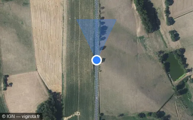 Vue satellite de l'emplacement du radar fixe à Maleville sur Route Rouergate / D 1