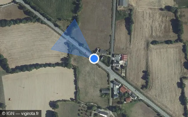 Vue satellite de l'emplacement du radar fixe à Saint-Rémy-de-Sillé sur D 304