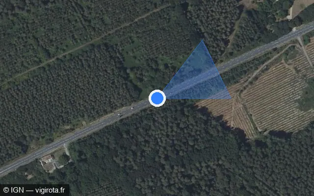 Vue satellite de l'emplacement du radar fixe à Saint-Jean-du-Bois sur D 23