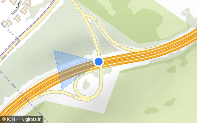 Vue plan de l'emplacement du radar fixe à Servon sur N 104 / La Francilienne