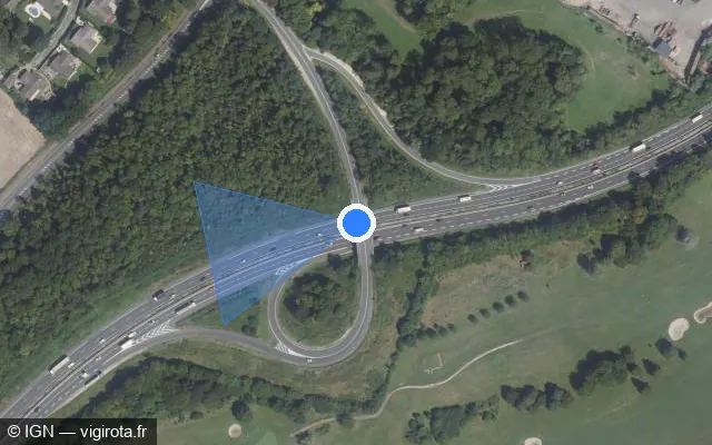 Vue satellite de l'emplacement du radar fixe à Servon sur N 104 / La Francilienne