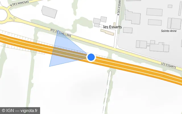 Vue plan de l'emplacement du radar fixe à Saint-Christophe-du-Ligneron sur D 948