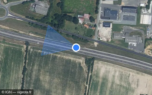 Vue satellite de l'emplacement du radar fixe à Saint-Christophe-du-Ligneron sur D 948