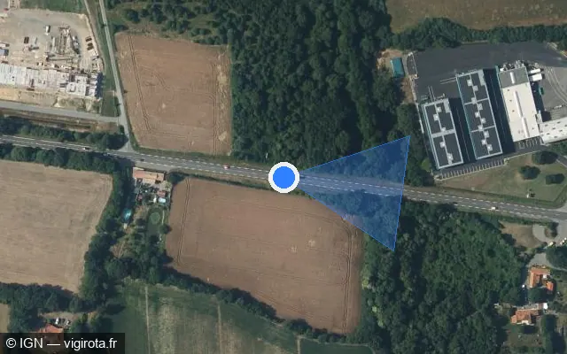 Vue satellite de l'emplacement du radar fixe à Talmont-Saint-Hilaire sur D 949