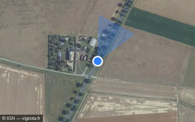 Vue satellite de l'emplacement du radar fixe à Villerable sur N 10
