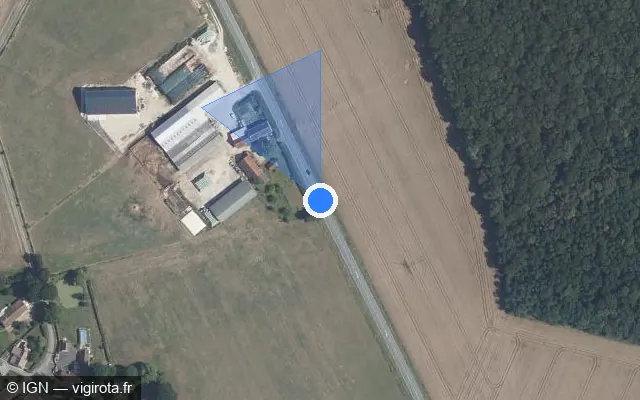 Vue satellite de l'emplacement du radar fixe à Valençay sur Route Départementale de Blois à Châteauroux / D 956
