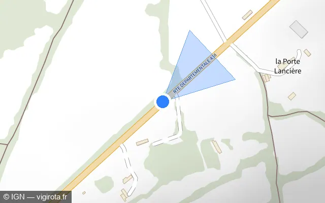 Vue plan de l'emplacement du radar fixe à Saint-Evroult-de-Montfort sur Route Départementale 438 / D 438