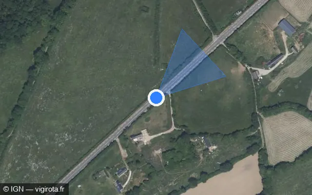Vue satellite de l'emplacement du radar fixe à Saint-Evroult-de-Montfort sur Route Départementale 438 / D 438