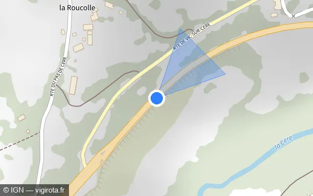 Vue plan de l'emplacement du radar fixe à Thiézac sur N 122