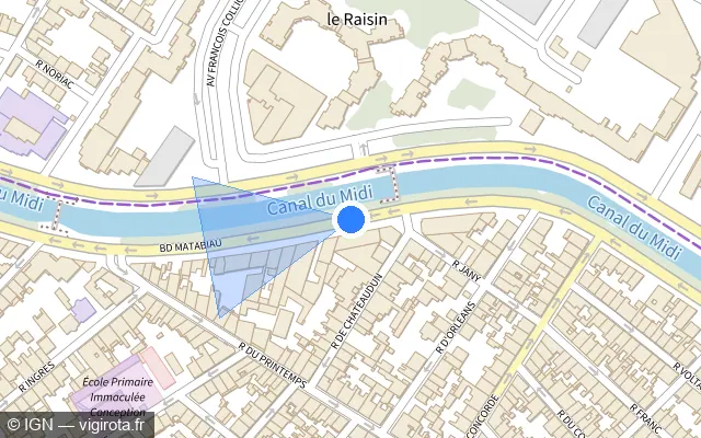 Vue plan de l'emplacement du radar urbain à Toulouse sur Boulevard Matabiau