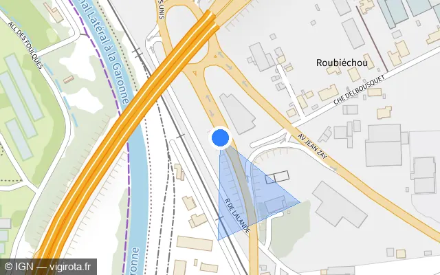 Vue plan de l'emplacement du radar urbain à Aucamville sur Avenue des États-Unis / M 820