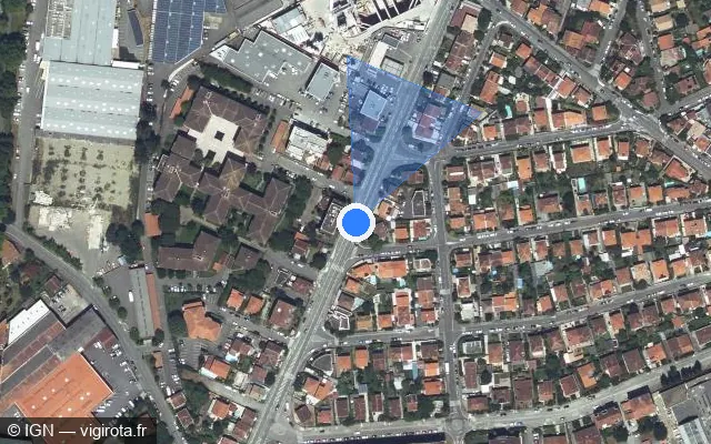 Vue satellite de l'emplacement du radar urbain à Toulouse sur Boulevard de Suisse