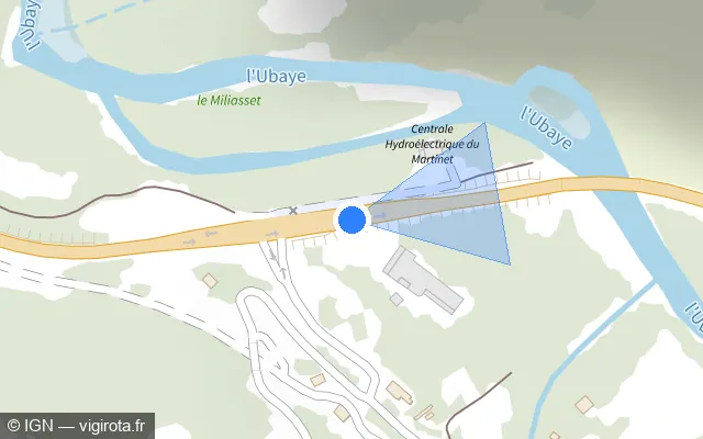 Vue plan de l'emplacement du radar fixe à Méolans-Revel sur D 900