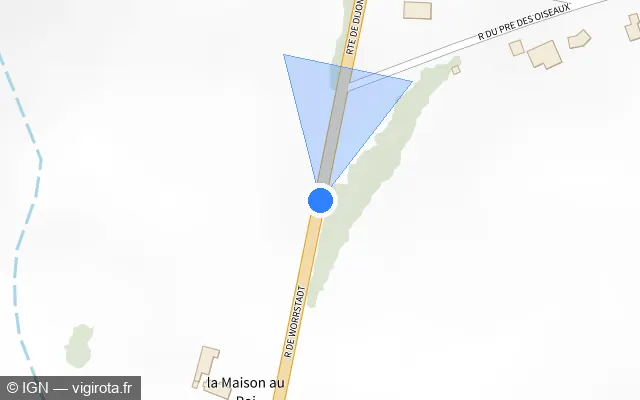 Vue plan de l'emplacement du radar fixe à Mimeure sur D 981