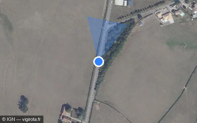 Vue satellite de l'emplacement du radar fixe à Mimeure sur D 981