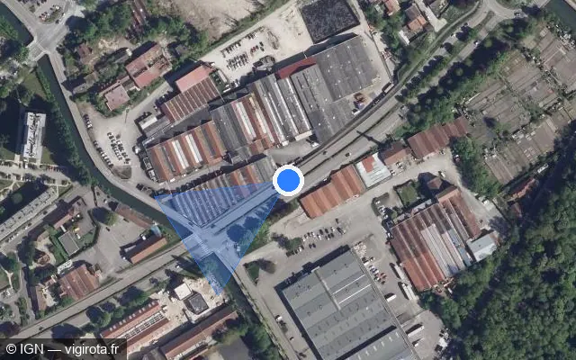 Vue satellite de l'emplacement du radar fixe à Troyes sur Boulevard Georges Pompidou
